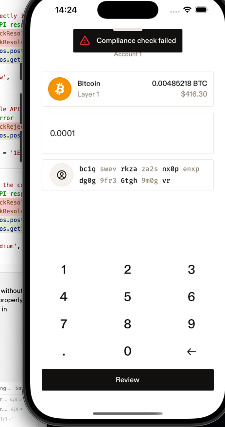 Leather mobile wallet — send screen